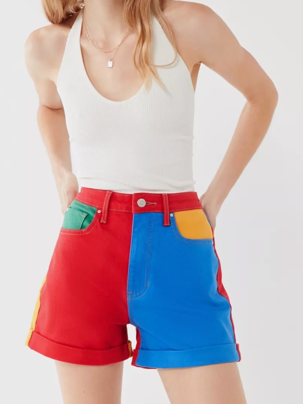 Guess x J Balvin - Claudia Colorblock High Rise Shorts - Women’s Size 25
